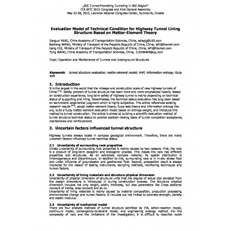 Evaluation Model of Technical Condition for Highway Tunnel Lining Structure Based on Matter-Element Theory