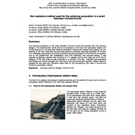 Non explosive method used for the widening excavation in a small diameter inclined tunnel