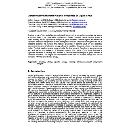 Ultrasonically Enhanced Material Properties of Liquid Grout