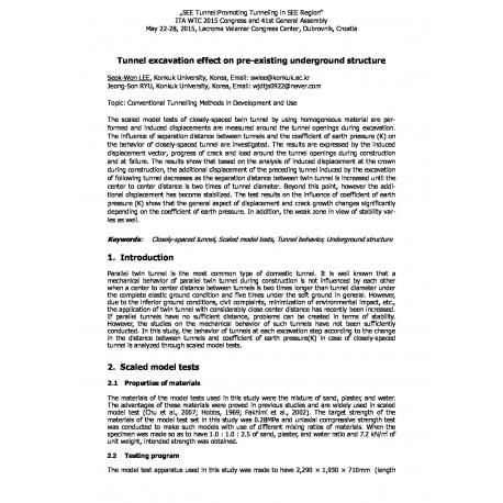 Tunnel excavation effect on pre-existing underground structure