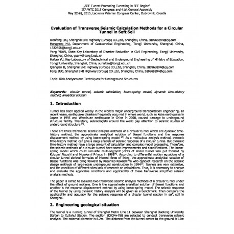 Evaluation of Transverse Seismic Calculation Methods for a Circular Tunnel in Soft Soil