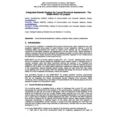 Integrated Robotic System for Tunnel Structural Assessment - The ROBO-SPECT EC project