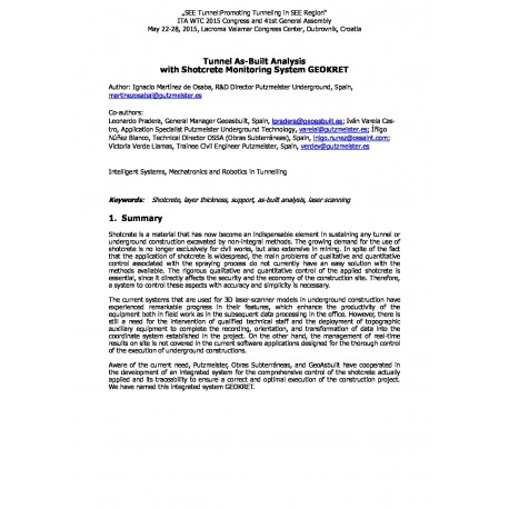 Tunnel As-Built Analysis with Shotcrete Monitoring System GEOKRET