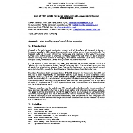 Use of TBM pilots for large diameter SCL caverns: Crossrail C300/C410