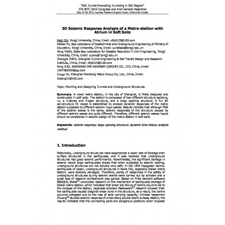 3D Seismic Response Analysis of a Metro-station with Atrium in Soft Soils