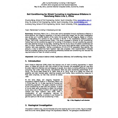 Soil Conditioning for Shield Tunneling in Argillaceous Siltstone in Nanchang Metro Line 1, China