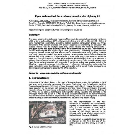 Pipes arch method for a railway tunnel under highway A1
