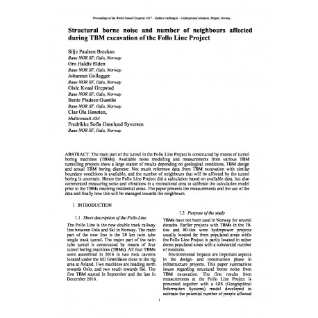 Structural borne noise and number of neighbours affected during TBM excavation of the Follo Line Project