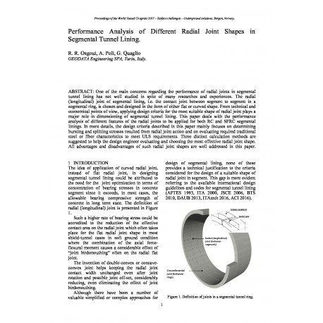 Performance Analysis of Different Radial Joint Shapes in Segmental Tunnel Lining