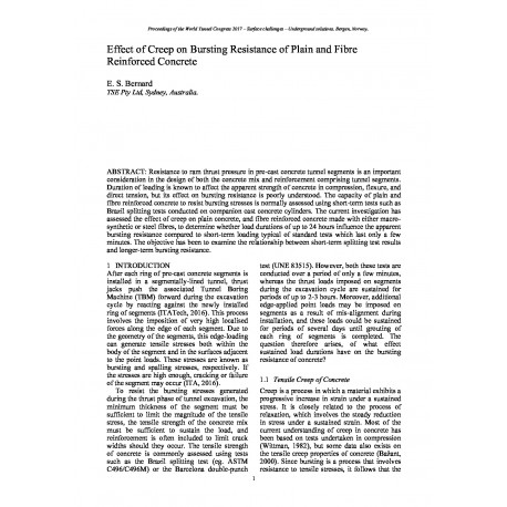 Effect of Creep on Bursting Resistance of Plain and Fibre Reinforced Concrete