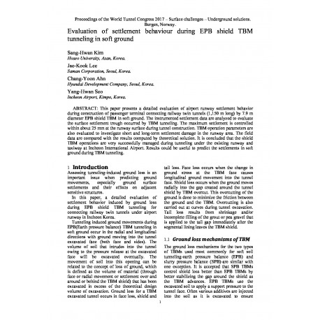 Evaluation of settlement behaviour during EPB shield TBM tunneling in soft ground