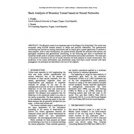 Back Analysis of Brusnice Tunnel based on Neural Networks