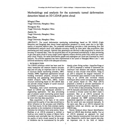 Methodology and analysis for the automatic tunnel deformation detection based on 3D LiDAR point cloud