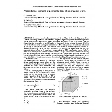 Precast tunnel segment: experimental tests of longitudinal joints