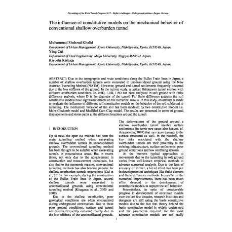 The influence of constitutive models on the mechanical behavior of conventional shallow overburden tunnel