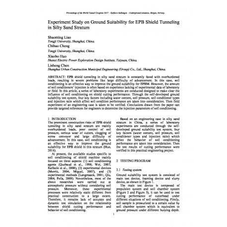 Experiment Study on Ground Suitability for EPB Shield Tunneling in Silty Sand Stratum