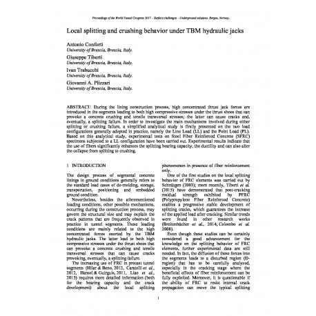 Local splitting and crushing behavior under TBM hydraulic jacks