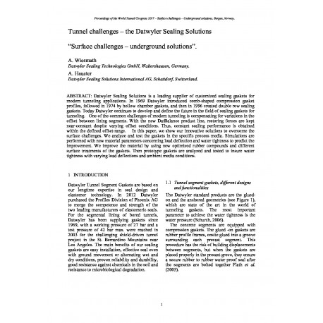 Tunnel challenges – the Datwyler Sealing Solutions - Surface challenges – Underground solutions