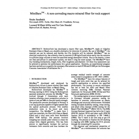 MiniBars(TM) – A non-corroding macro mineral fiber for rock support