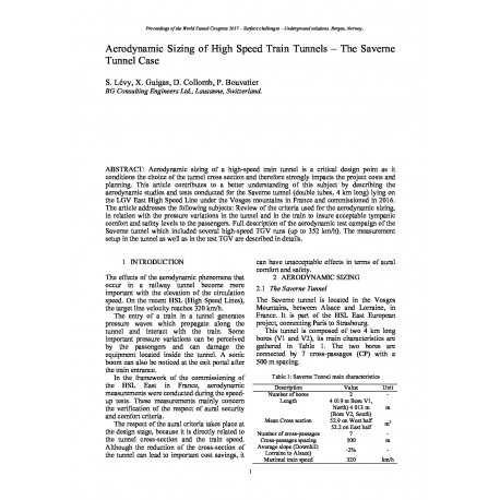 Aerodynamic Sizing of High Speed Train Tunnels – The Saverne Tunnel Case