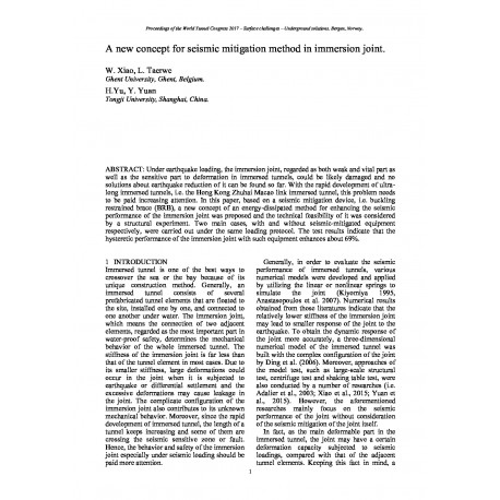 A new concept for seismic mitigation method in immersion joint