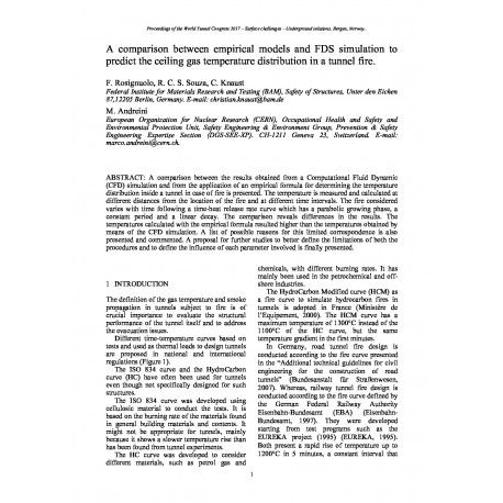 A comparison between empirical models and FDS simulation to predict the ceiling gas temperature distribution in a tunnel fire