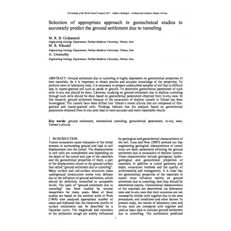 Selection of appropriate approach in geotechnical studies to accurately predict the ground settlement due to tunneling