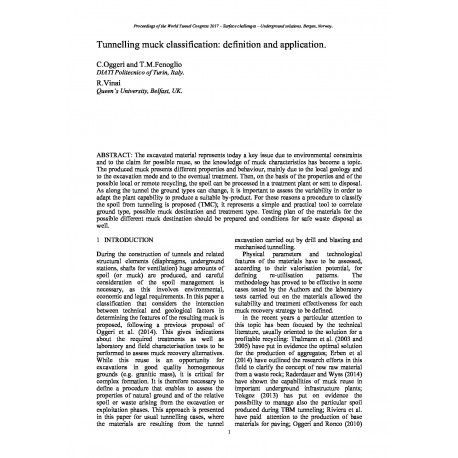 Tunnelling muck classification: definition and application