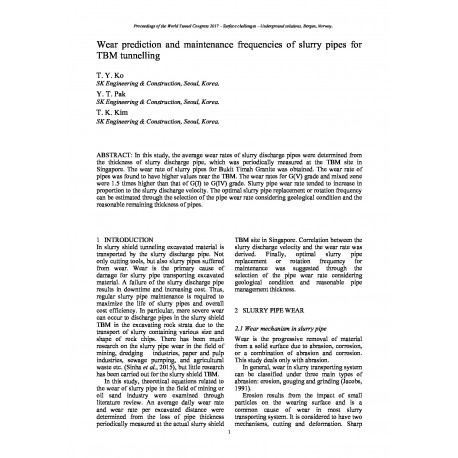 Wear prediction and maintenance frequencies of slurry pipes for TBM tunnelling