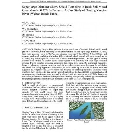 Super-large Diameter Slurry Shield Tunneling in Rock-Soil Mixed Ground under 0.72MPa Pressure: A Case Study of Nanjing Yangtze River (Weisan Road) Tunnel