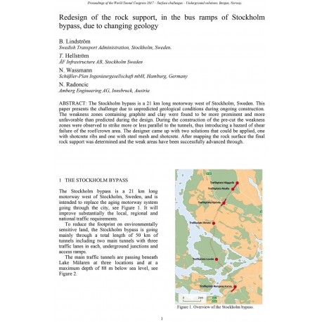 Redesign of the rock support, in the bus ramps of Stockholm bypass, due to changing geology