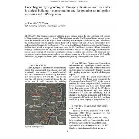 Copenhagen Cityringen Project: Passage with minimum cover under historical building - compensation and jet grouting as mitigation measures and TBM operation