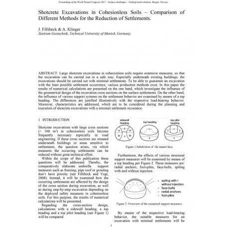 Shotcrete Excavations in Cohesionless Soils – Comparison of Different Methods for the Reduction of Settlements