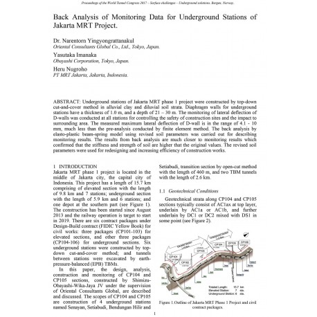 Back Analysis of Monitoring Data for Underground Stations of Jakarta MRT Project