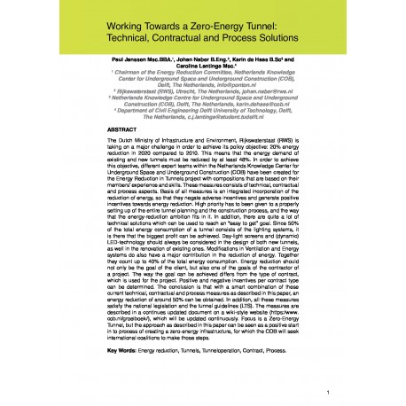 Working Towards a Zero-Energy Tunnel: Technical, Contractual and Process Solutions