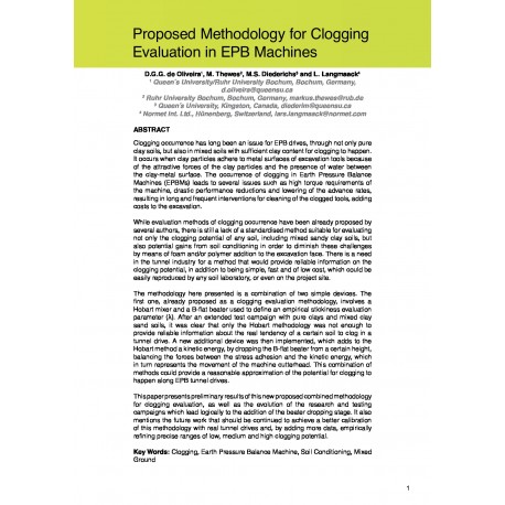 Proposed Methodology for Clogging Evaluation in EPB Machines