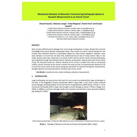 Mechanical Behavior of Mountain Tunnel during Earthquake Based on Dynamic Measurement in an Actual Tunnel 
