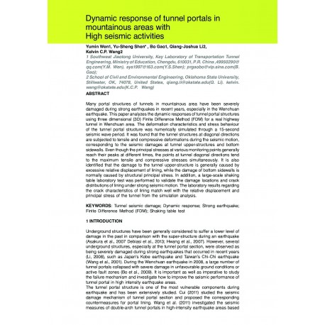 Dynamic response of tunnel portals in mountainous areas with High seismic activities