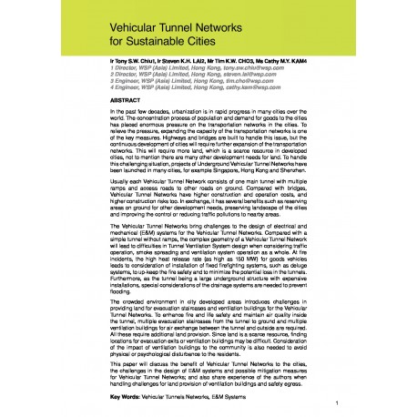 Vehicular Tunnel Networks for Sustainable Cities