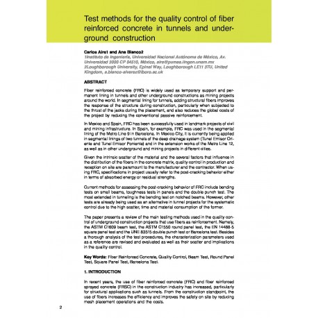 Test methods for the quality control of fiber reinforced concrete in tunnels and under ground construction