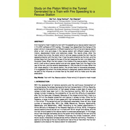 Study on the Piston Wind in the Tunnel Generated by a Train with Fire Speeding to a Rescue Station