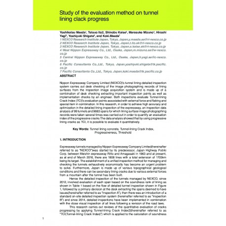 Study of the evaluation method on tunnel lining clack progress
