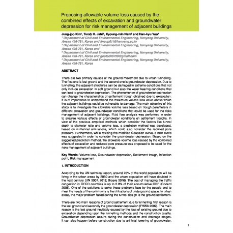 Proposing allowable volume loss caused by the combined effects of excavation and groundwater depression for risk management of adjacent buildings