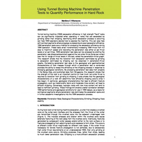 Using Tunnel Boring Machine Penetration Tests to Quantify Performance in Hard Rock