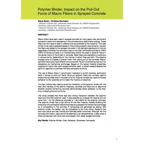 Polymer Binder, Impact on the Pull-Out Force of Macro Fibers in Sprayed Concrete