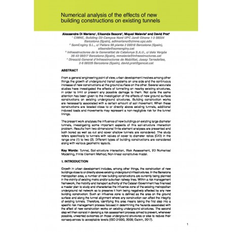 Numerical analysis of the effects of new building constructions on existing tunnels