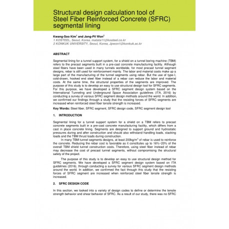 Structural design calculation tool of Steel Fiber Reinforced Concrete (SFRC) segmental lining 