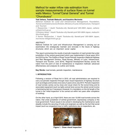 Method for water inflow rate estimation from sample measurements of surface flows on tunnel walls Mexico: Tunnel“Canal General” and Tunnel “Churubusco”