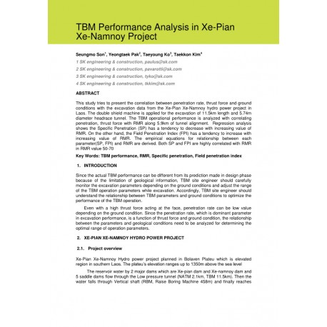 TBM Performance Analysis in Xe-Pian Xe-Namnoy Project 