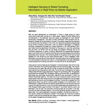 Intelligent Sensing of Shield Tunneling Information in Real-Time via Mobile Application